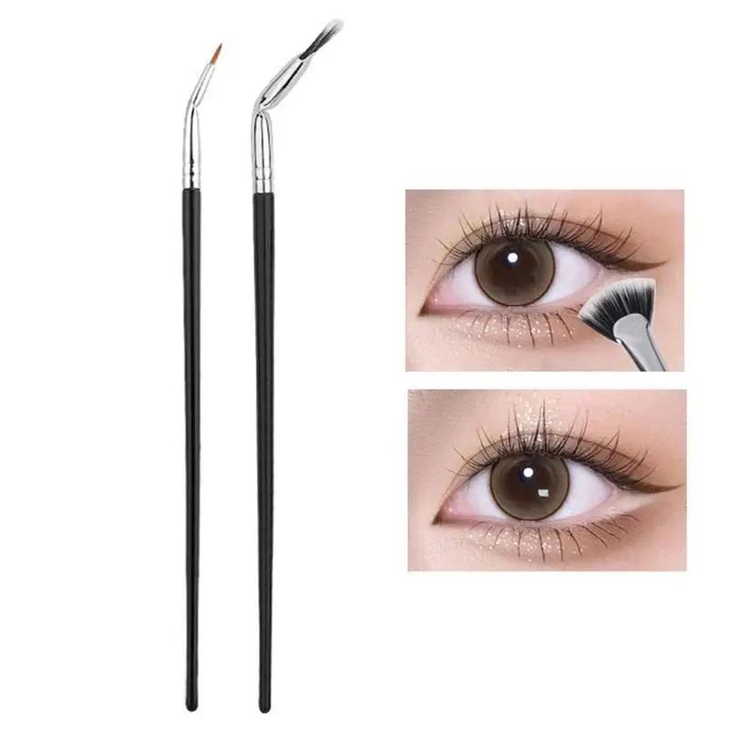 Hoekige Waaiervormige Wimperborstel Dubbellaags Fijne Borstelkop Massief Hout Bakvernis Zonnebloem Wimper Borstel Make-Up Tool