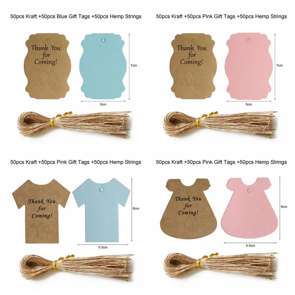 50 SZTUK Dziękuję za przyjść Baby Shower Wiszące tagi Butelka do karmienia Stopy Wzór Etykiety do pakowania Chrzciny Materiały imprezowe Prezent — zdjęcie 7