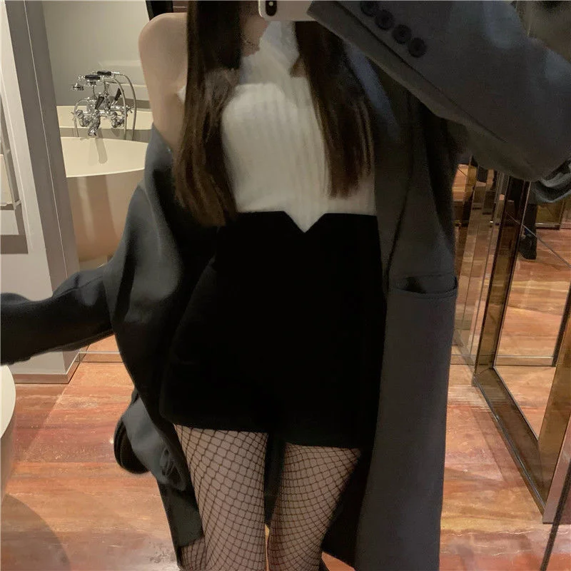 Mini Cute Women's Shorts Short Pants for Woman To Wear Skinny Sexy Knit Tight Kawaii Booty White Y2k Harajuku Outdoor Low Price