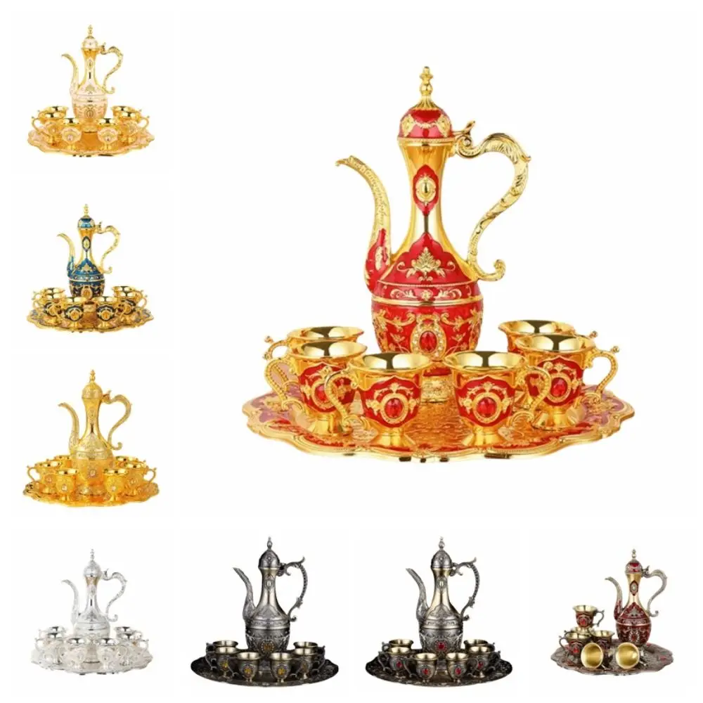 Gifts Luxury Turkish Tea Set Metal Decorative Vintage Wine Set European Style Multifunctional Teapot Kit Home view 5