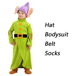 Anime Dopey Costumes Snow White and The Seven Dwarfs Cosplay Dopey Boys Bodysuit Hat Suit Halloween Costume Clothes