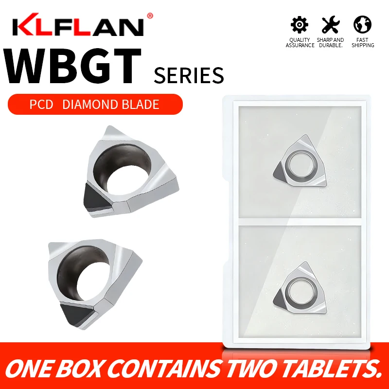 

KLFLAN PCD Diamond CNC Inserts WBGT060101 WBGT060102 WBGT060104 For Machining Copper Aluminum And Wood Used For Lathe Tools