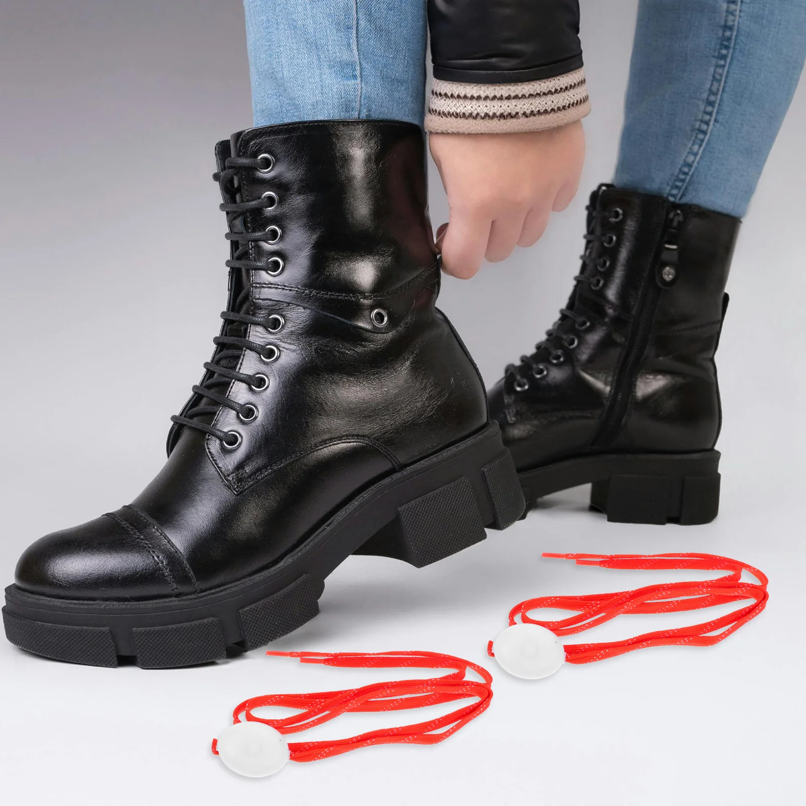 1 زوج LED تضيء أربطة الحذاء 10 LED الخرز مشرق وامض طويلة طرق حزب الجري المشي لمسافات طويلة ركوب الدراجات زينة الأحمر #3