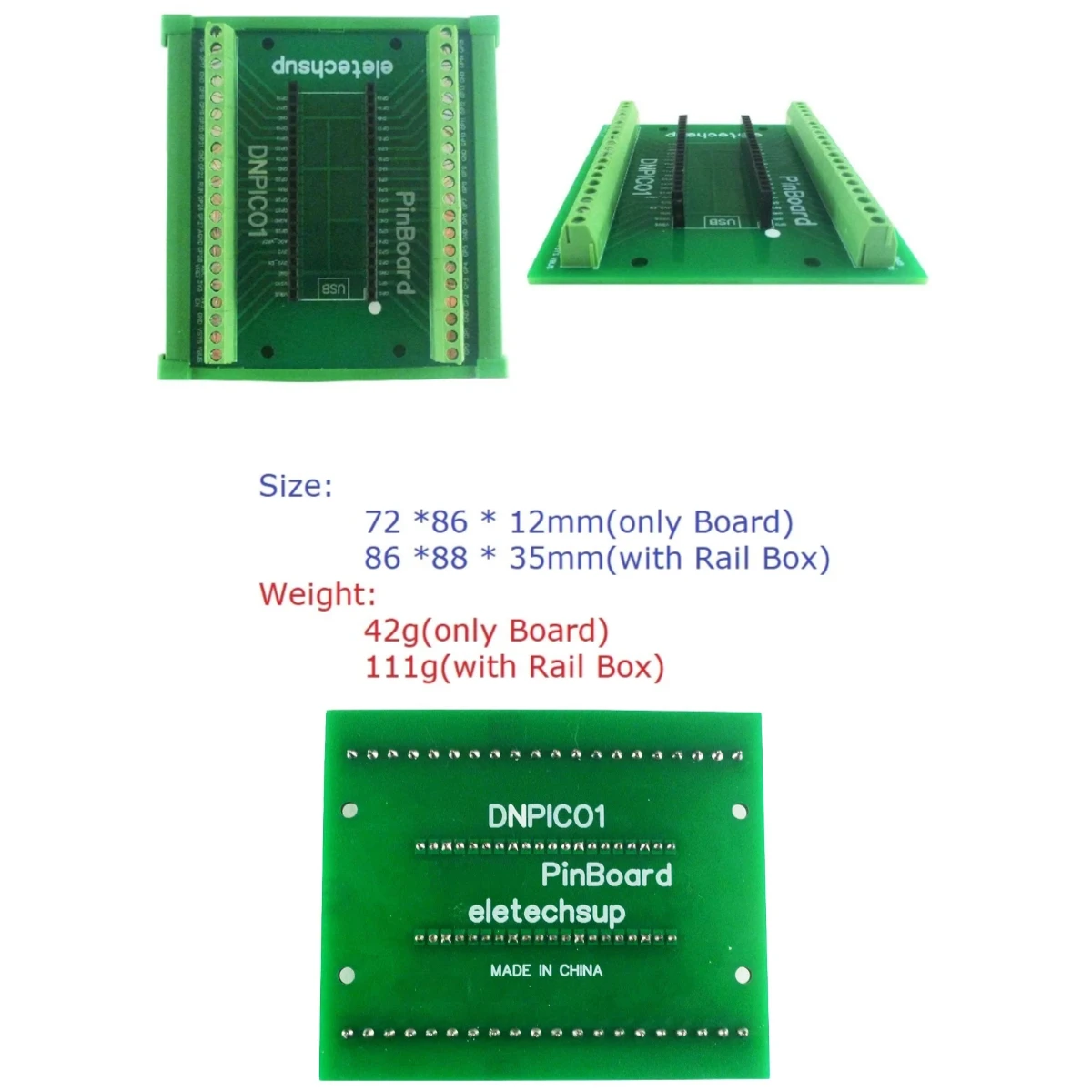 DIN Rail Mount Screw Terminal Block Adapter GPIO Expansion Module for Raspberry Pi Pico RP2040 MCU Development Board