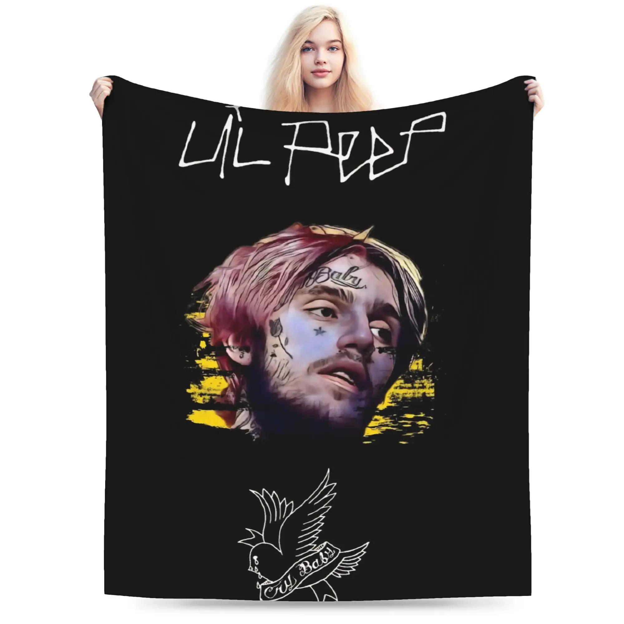بطانيات Lil Peep Cool Rapper Stuff، بطانيات مخملية فائقة النعومة، قطعة سجادة مريحة #1