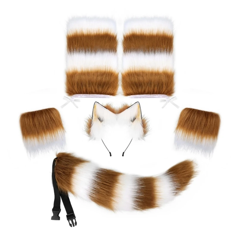 Wolf Tail Plush Ear Halloween Costume Accessories for Women Girl Kid Halloween DXAA