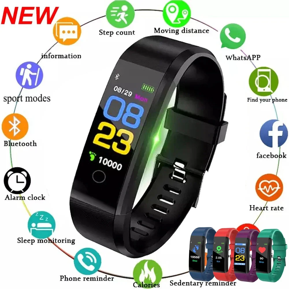 115Plus Men And Women Smartwatch Fitness Tracker Sports Watch Waterproof Smartwatch Heart Rate Monitor Blood Pressure Smartwatch