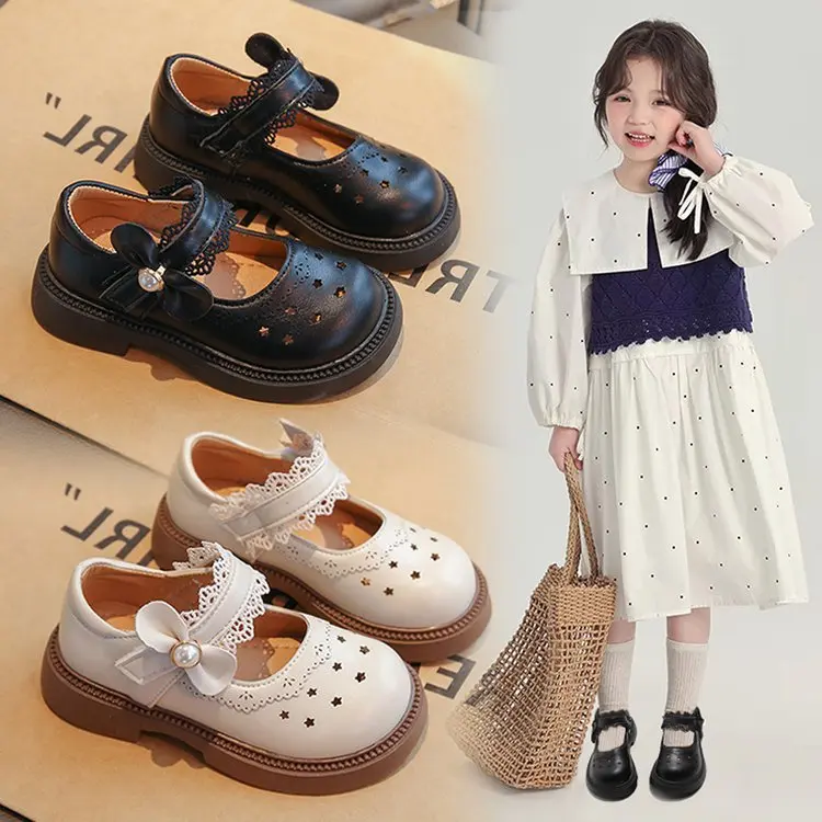 Girls Leather Casual Shoes Kids Spring New Arrival Anti-Slip Sole Princess shoes Fashionable Sports-Casual Flats Children shoes