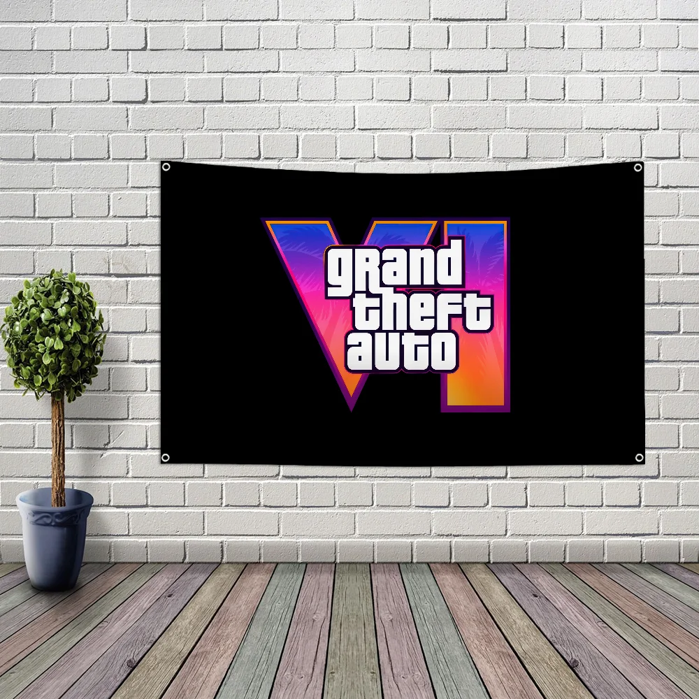 سرقة السيارات الكبرى GTA لعبة العلم متجر كبير الحجم تعزيز الفن كشك الإعلان العلم لافتات معلقة