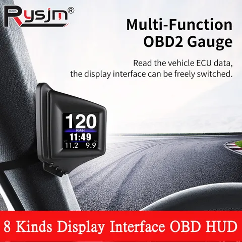 Многофункциональный OBD HUD-дисплей: спидометр, тахометр, давление турбонаддува, температура масла, температура воды, бортовой компьютер, проекционный дисплей, автомобильные аксессуары
