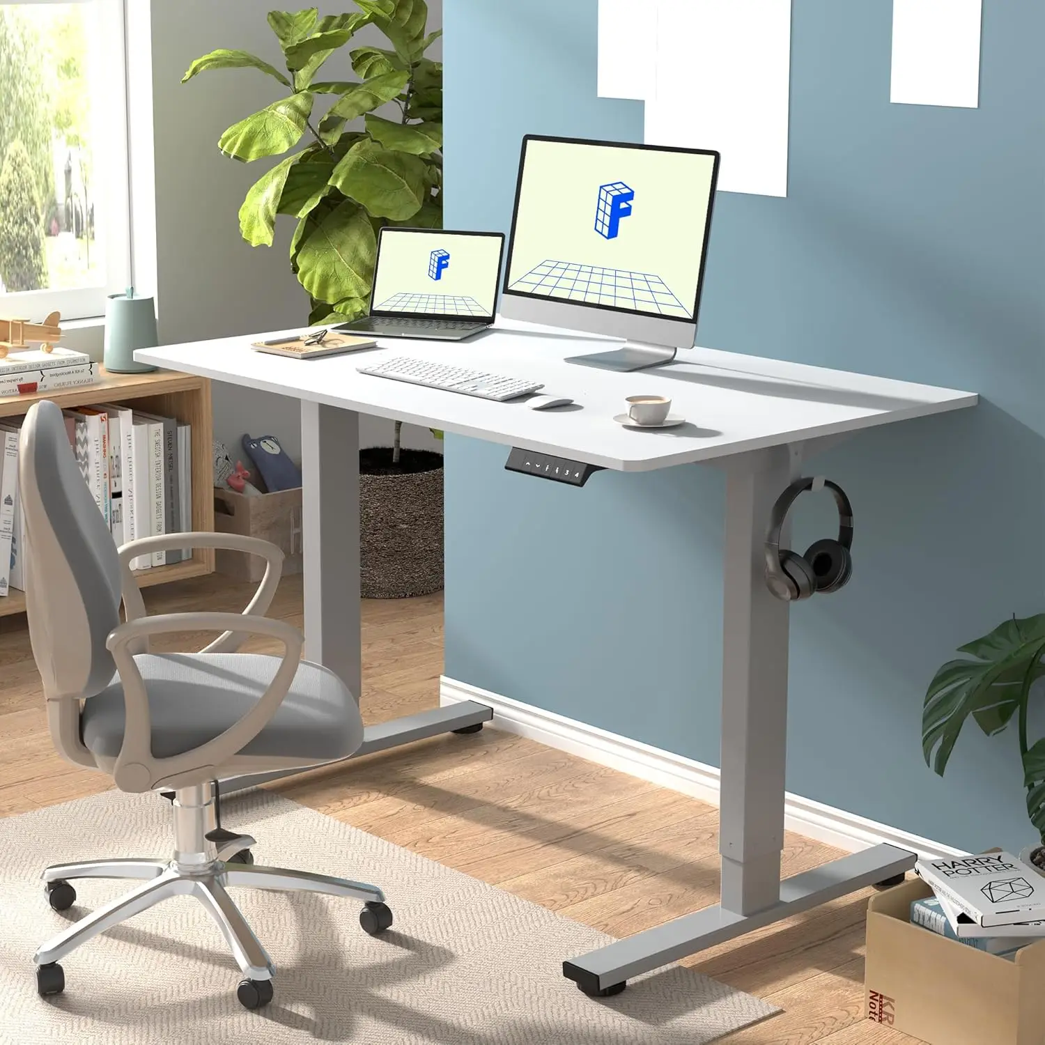 48 x 30 inch adjustable height, suitable for home office standing desks (silver frame+48 inch white tabletop, 2 packages)