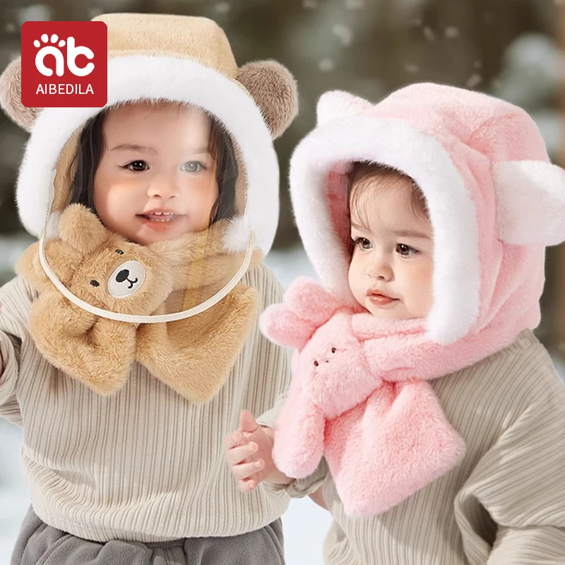 

AILBEDILA Baby Winter Warm Hat Scarf Winter Hat Earflap Windproof face mask Infant 0-5y Hoodie Scarf Children Thicken Ear Hat
