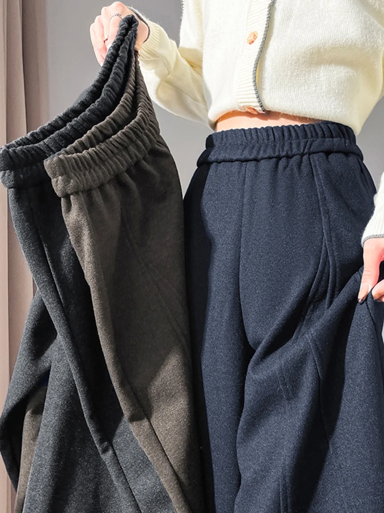 Autumn Winter Vintage Pants Women Loose Casual High Waist Wide Leg Trouser Korean Ruffles Patchwork Baggy Harajuku Female Pants