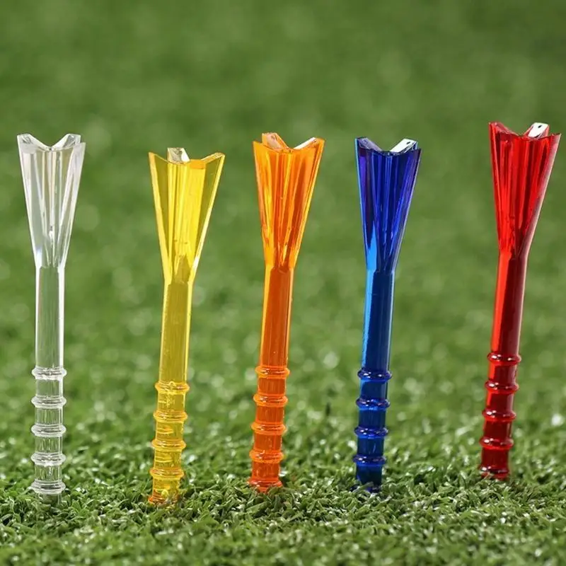 R6FE 50 Buah Kaus Golf Plastik Tahan Pecah 5 Cabang Kepala Bola Golf Berdiri Tahan Lama