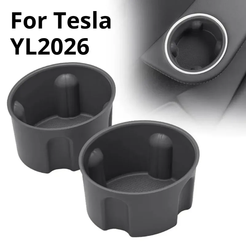 

For Tesla Model Y L 2026 Silicone Three Drain Cup Covers Car Beverage Holder Storage Compartment Car Sticker Car Decoration