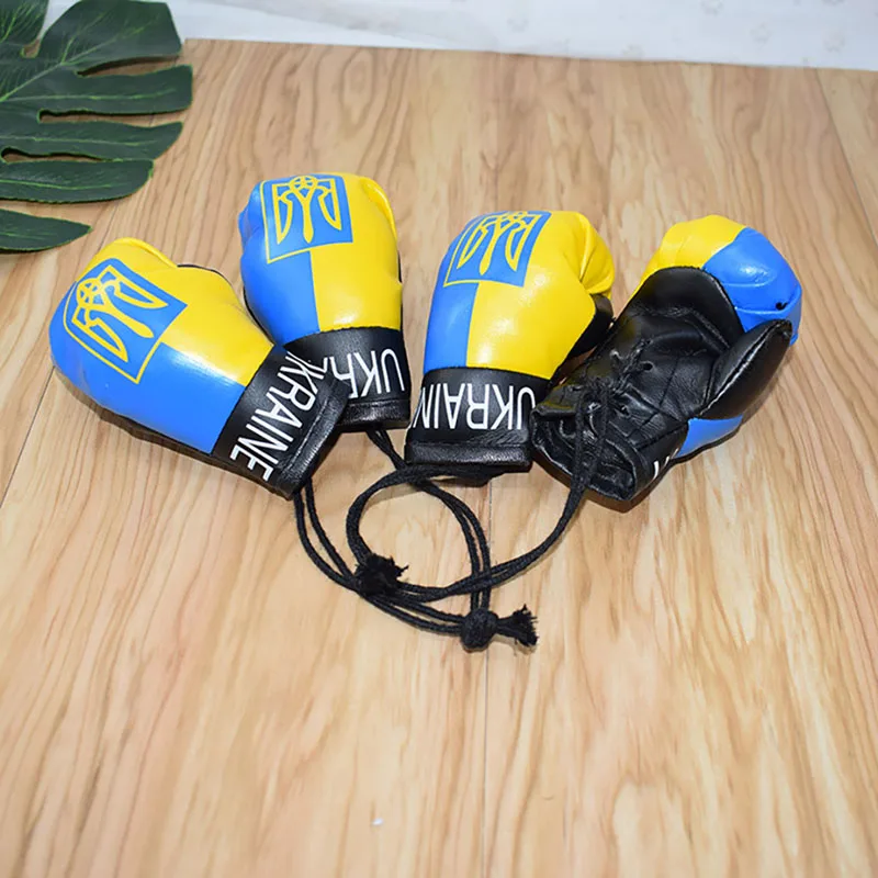 Boxing Gloves Keychains Ukraine National Flag Hanging Pendant Accessories