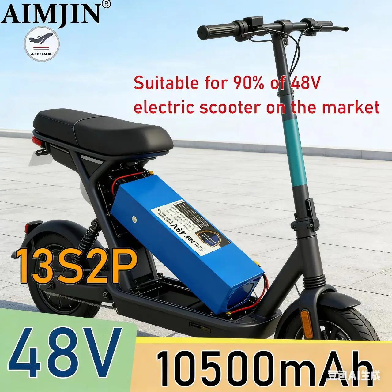 

48V Powerful Battery Pack, 10.5Ah Lithium Battery, Rechargeable Li-ion Battery Pack 13S2P 18650 battery, with 54.6v Charger