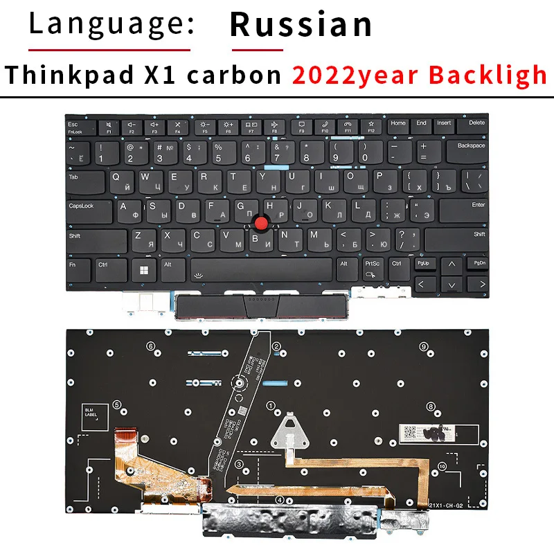 US/RU Keyboard For Lenovo ThinkPad x1 Carbon Gen2/3/4/5/6/7/8/9/10