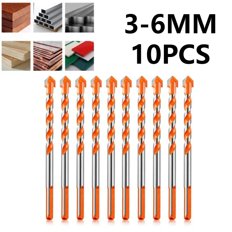 10PCS 3-6mm Tungsten Carbide Drill Bits Set for Electric Bench Drill Ceramic Wall Tile Marble Hole Saw Diamond Drilling Bits