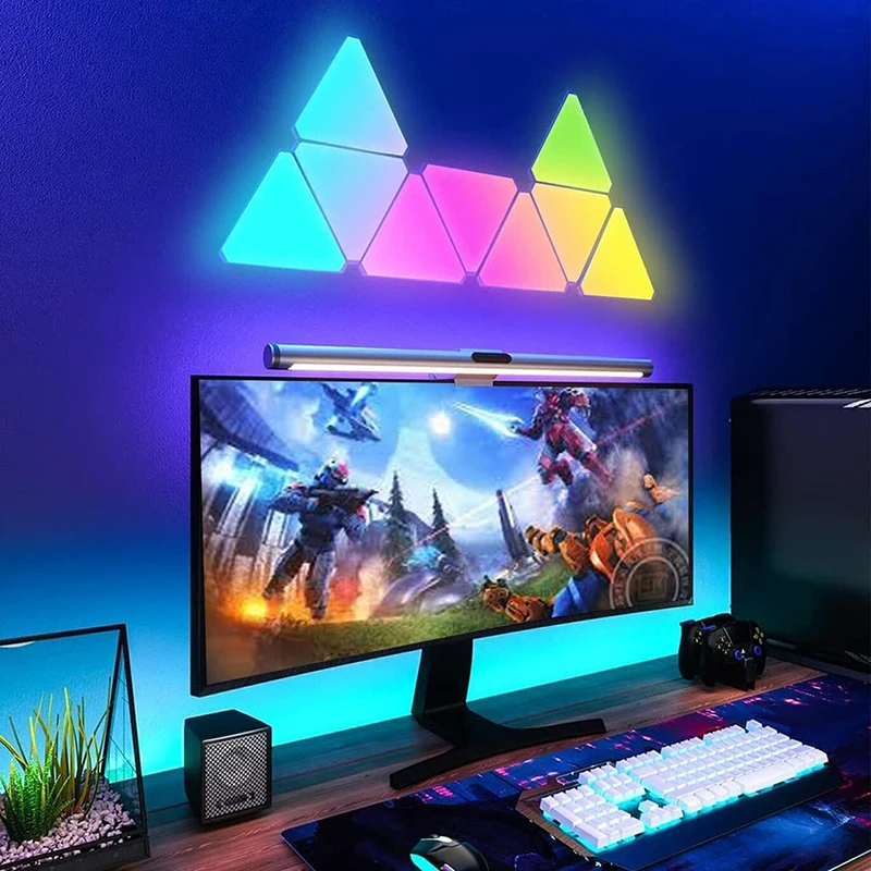 LED Triangular Quantum Lamp RGB Wall Lamp Smart Rhythm Background Light For Bedroom Bedside Office Decor Atmosphere Night Light