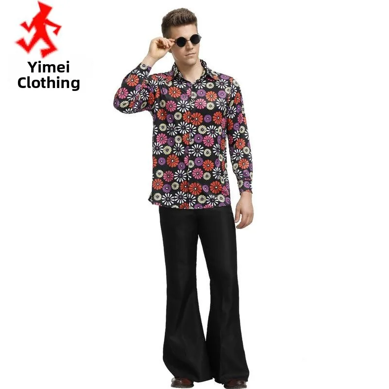 

Хэллоуин Пар Костюм Винтаж 70-х Ско Хиппи Мужская Одежда Для Выступлений Фестивальная Тема Сценическая Одежда Традиционный Этнический Сле