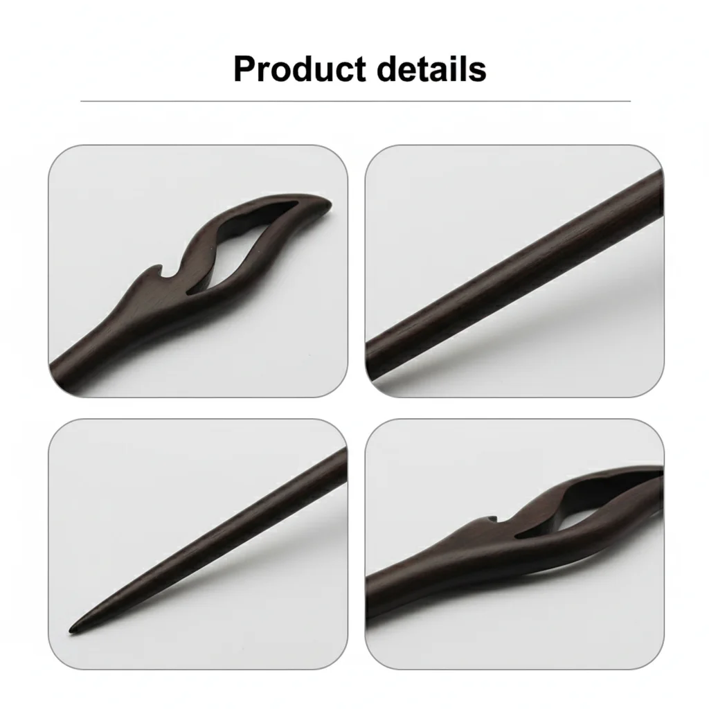 Handmade Ebony Wooden Hair Sticks Vintage Carved Design Hairpin Simple Updo Styling For Women Chinese Hanfu Hair Accessories view 5