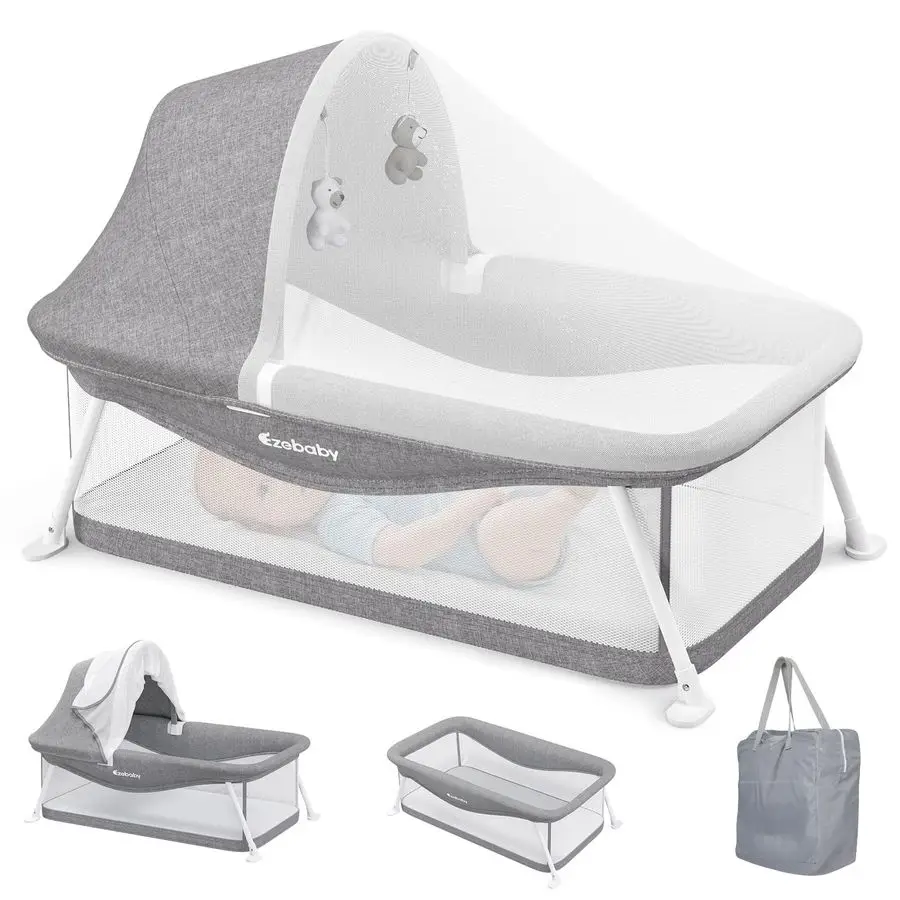 

Portable Travel Bassinet for Baby 05 Months, Foldable Newborn Bassinet Baby Bed Infant Crib with Padded Mattress, Canopy, Mosqui
