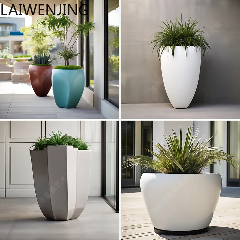 

SGF outdoor fiberglass flower pot combination floor flower ornament art
