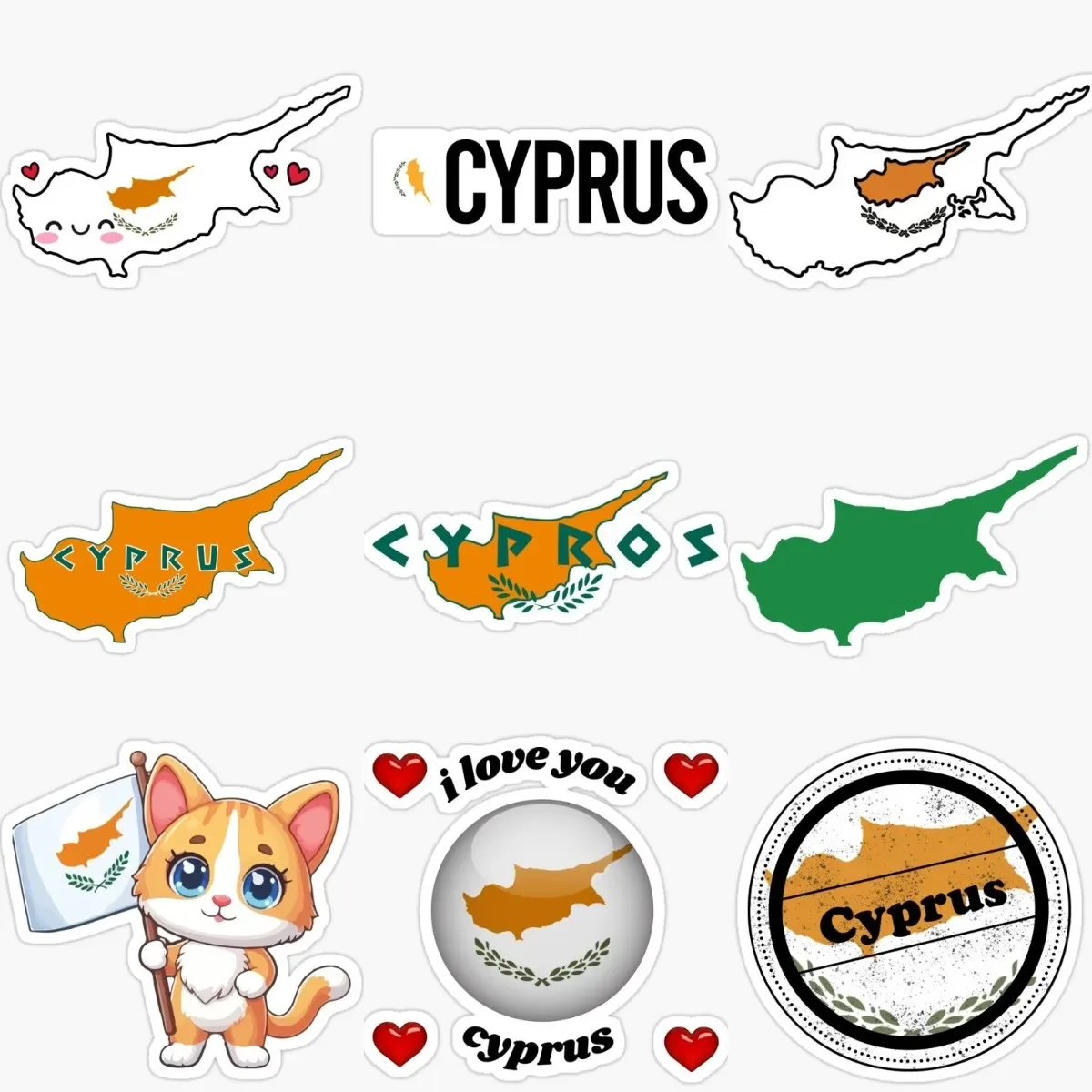 

Creative Cyprus Flag Map Waterproof Stickers Accessories for Decorate Car Van Wall Bicycle Table Helmet Bumper Motorcycle