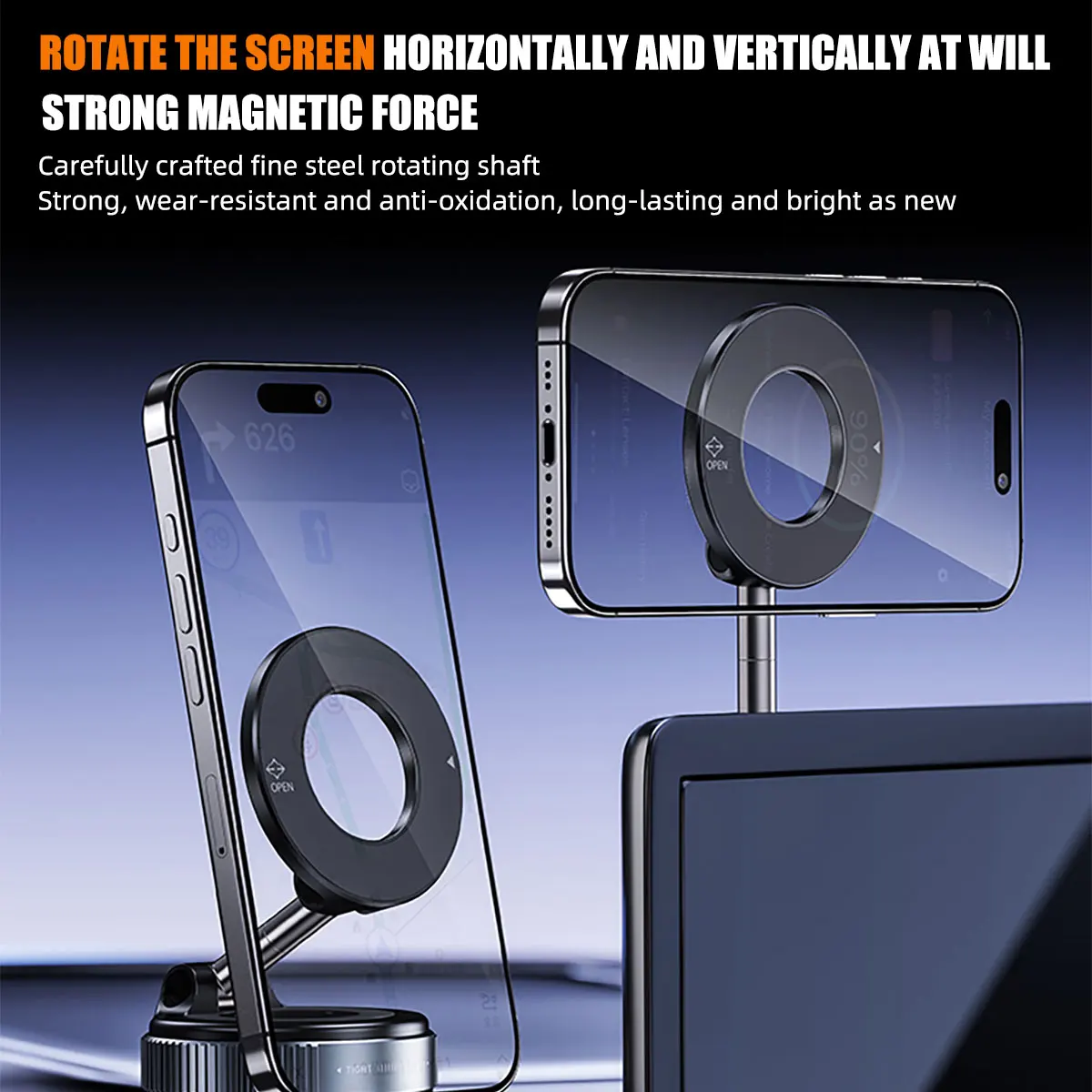 

Magnetic Car Phone Holder Dashboard Mobile Phone Bracket Auto Cellphone Stand Rotatable Foldable Design With Suction Cup Holder