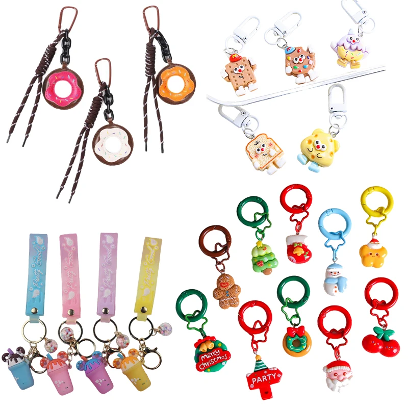 1pc moda ciambella pane ciondolo borsa in pelle pu ragazze carino regalo creativo portachiavi ciondolo ciondolo auto ciondolo borsa fai da te fatto a mano