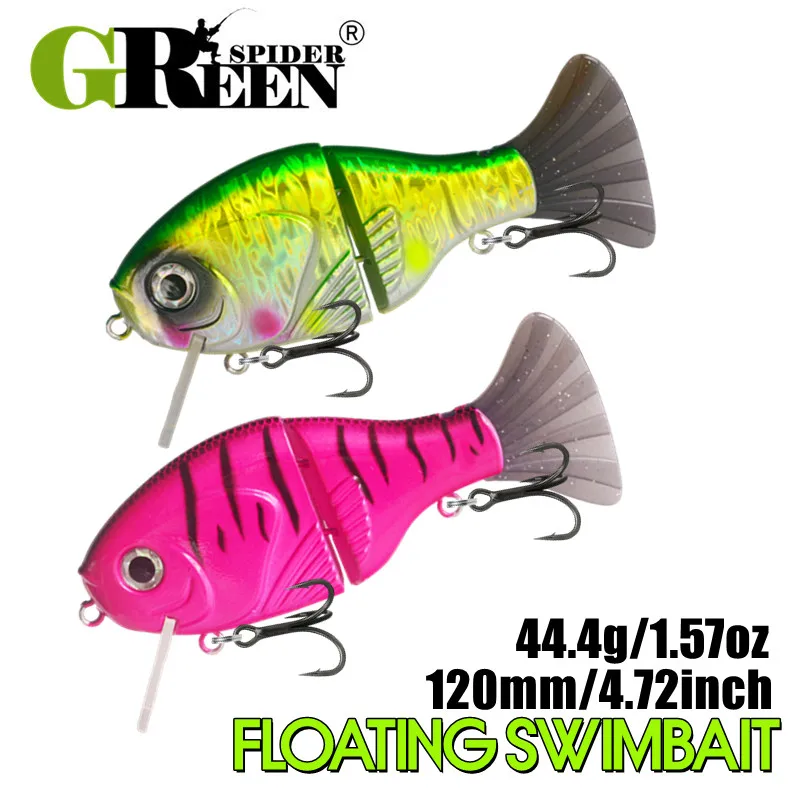 GREENSPIDER 120 mm 44,4 g schwimmender Gelenkköder Glidebait Swimbait Bass Hecht Wels harter Köder Süßwasser-Salzwasser-Angelköder
