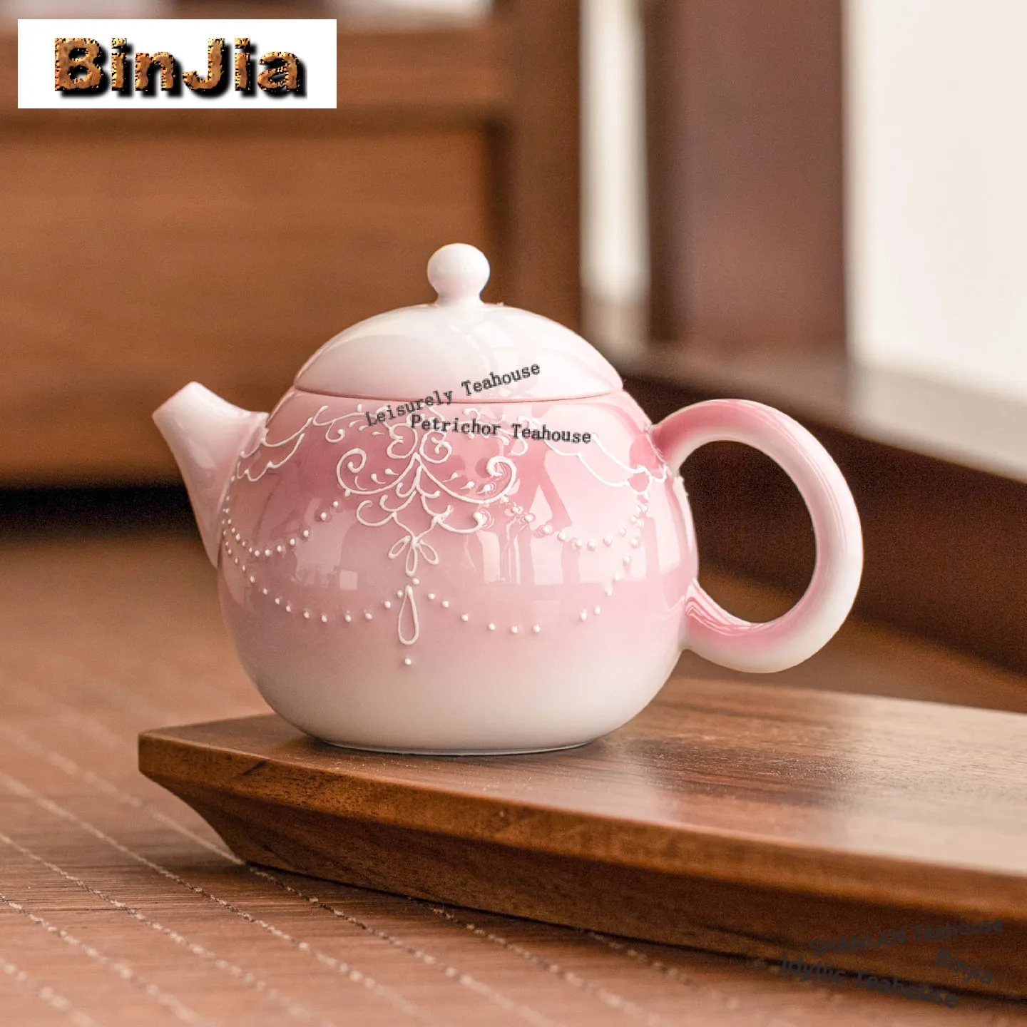 

Чайник-заварник ретро-дизайна 126 мл, градиентный розовый, с ручной росписью и бусинами, с фильтром, для заваривания чая