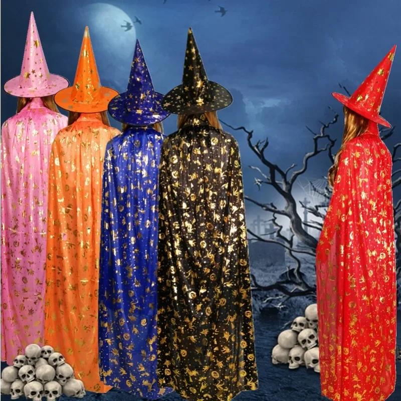 

Halloween Cape Adult Children Star Dance Costume Witch Hat Wizard Cloak for Carnival Party Outfits