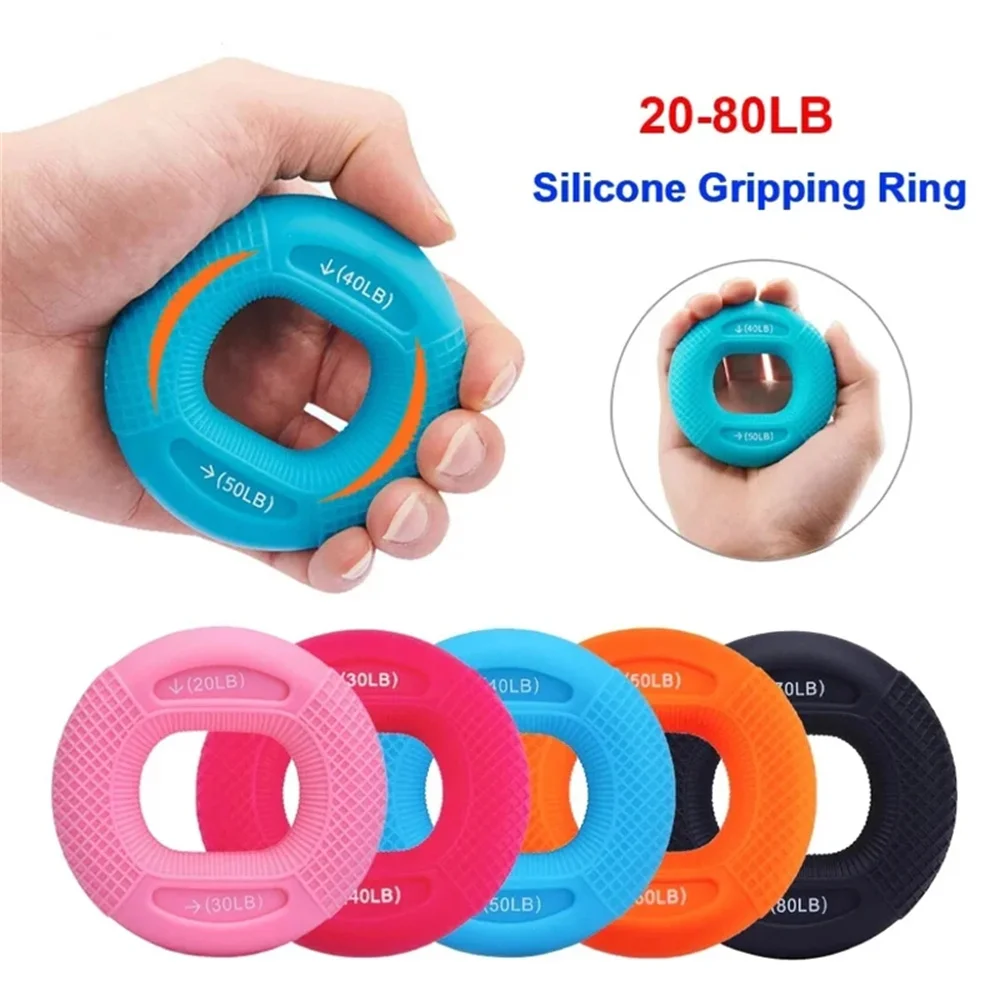 Silicone Hand Grip Strengthener 20-80LB Gripping Ring Finger Trainer Carpal Expander Muscle Finger Stretcher Relieve Wrist Pain