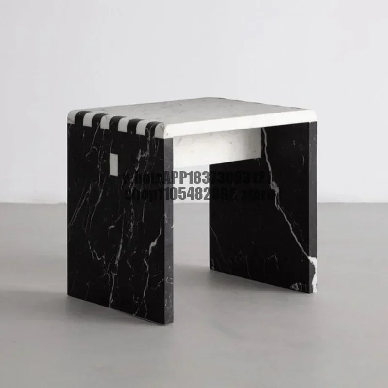 Natural marble edge French luxury home living room sofa art light luxury creative side table