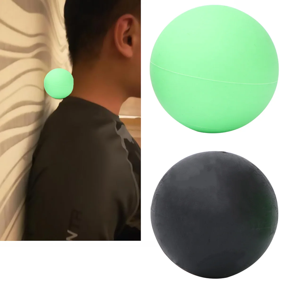 2 قطعة تدليك مرونة الظهر الأسطوانة الكرة اضافية شركة العضلات الأسطوانة للاسترخاء الأنسجة العميقة اليوغا بيلاتيس الانتعاش أسود أخضر #2
