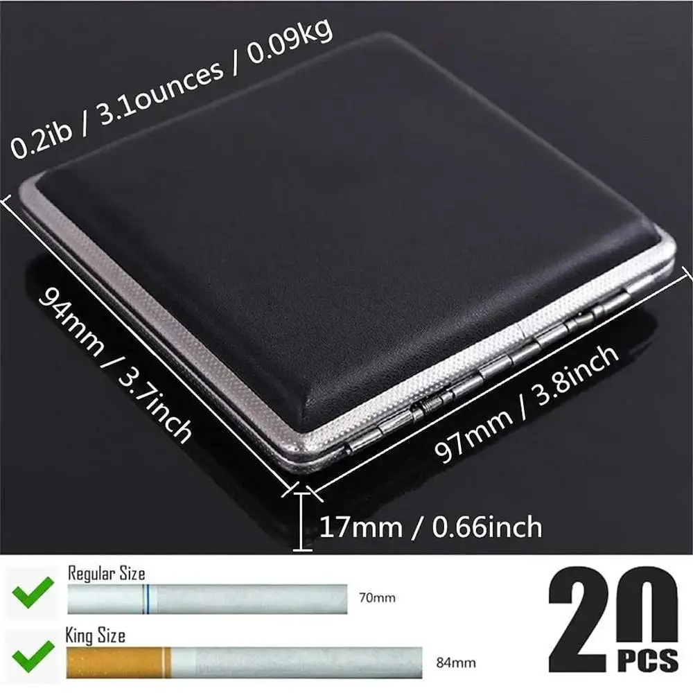 Men's Cigarette Case Elegant Black Pu Cigarette Box with Secure Metal Clasp Vintage Cigarette Case Initial Name Bear Pattern
