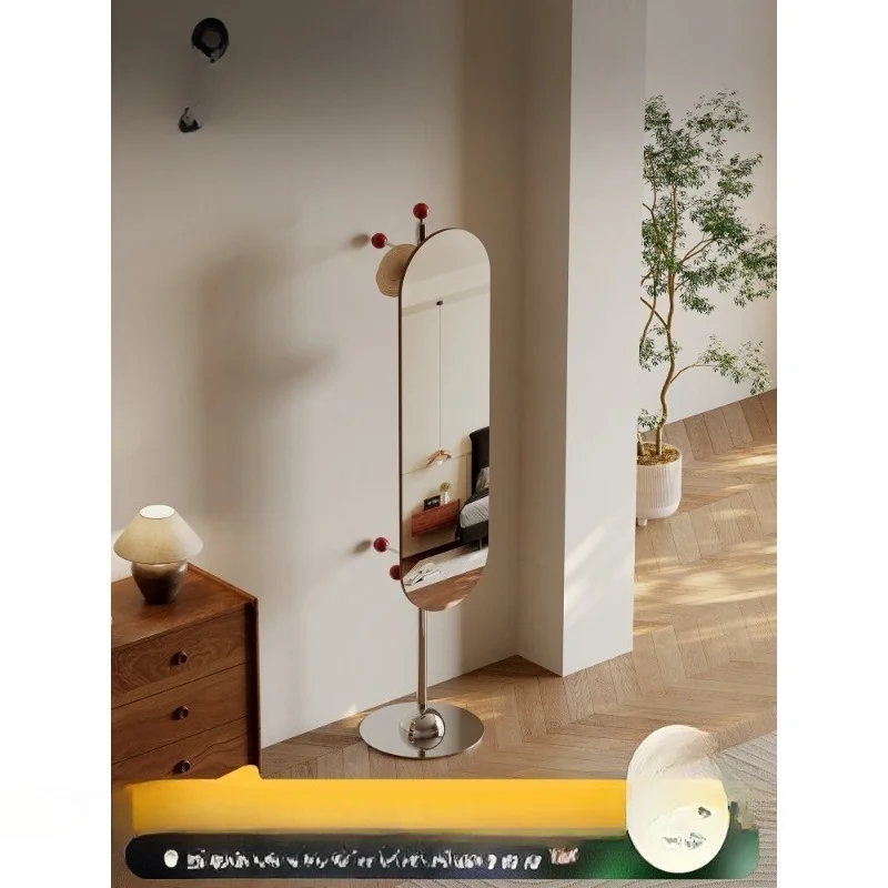 Italian Stainless Steel Full-body Mirror Integrated Coat Rack, Bedroom High-end Floor Hanger