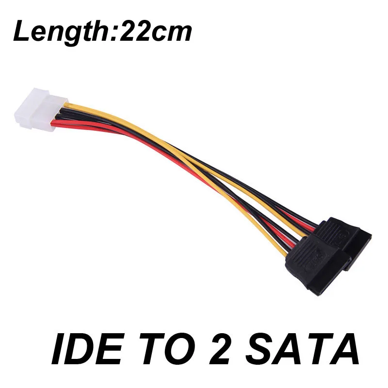 22CM IDE 4Pin Male To 1/2/3 Port ATA 15PIN SATA Female Y Splitter Hard Drive PC Power Supply SATA Cable Adapter