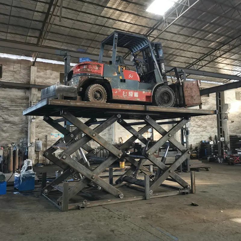 Double-layer double scissor lift 10 tons fixed lift freight elevator electric hydraulic aerial work lifting platform