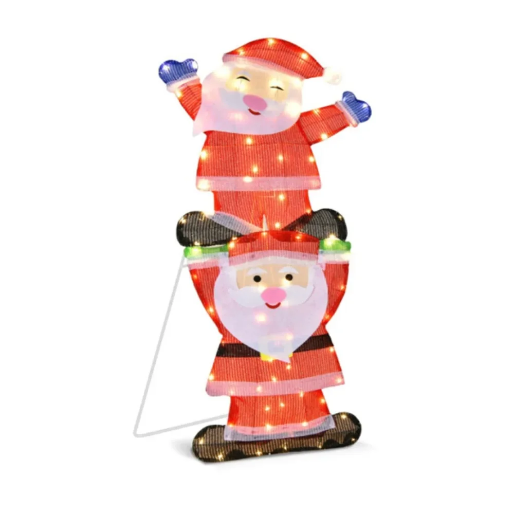 Excellent Christmas garden decoration with string lights: This Christmas garden logo consists of two cute Santa Claus figures