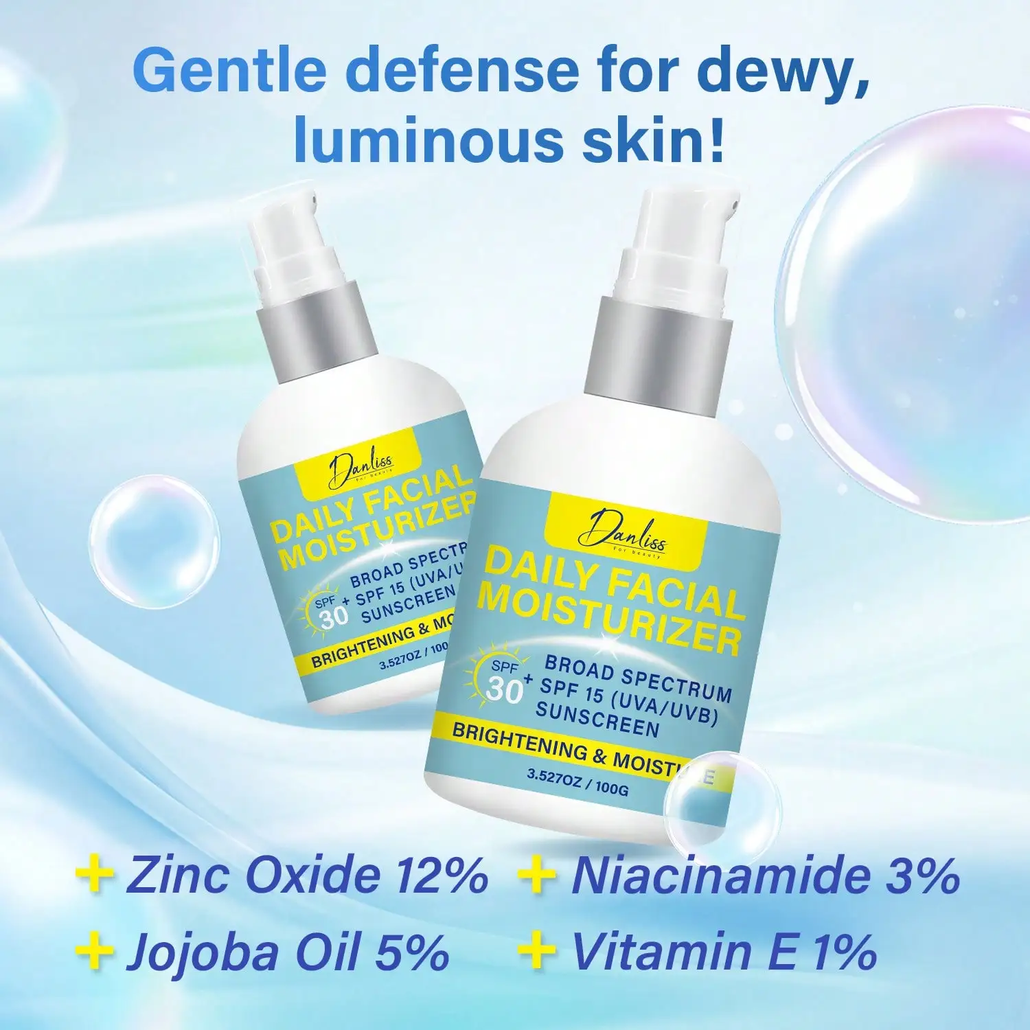 3-in-1 Facial Moisturizer with Niacinamide, Vitamin E- Illuminating Sunscreen Moisturizer that locks in moisture for soft skin