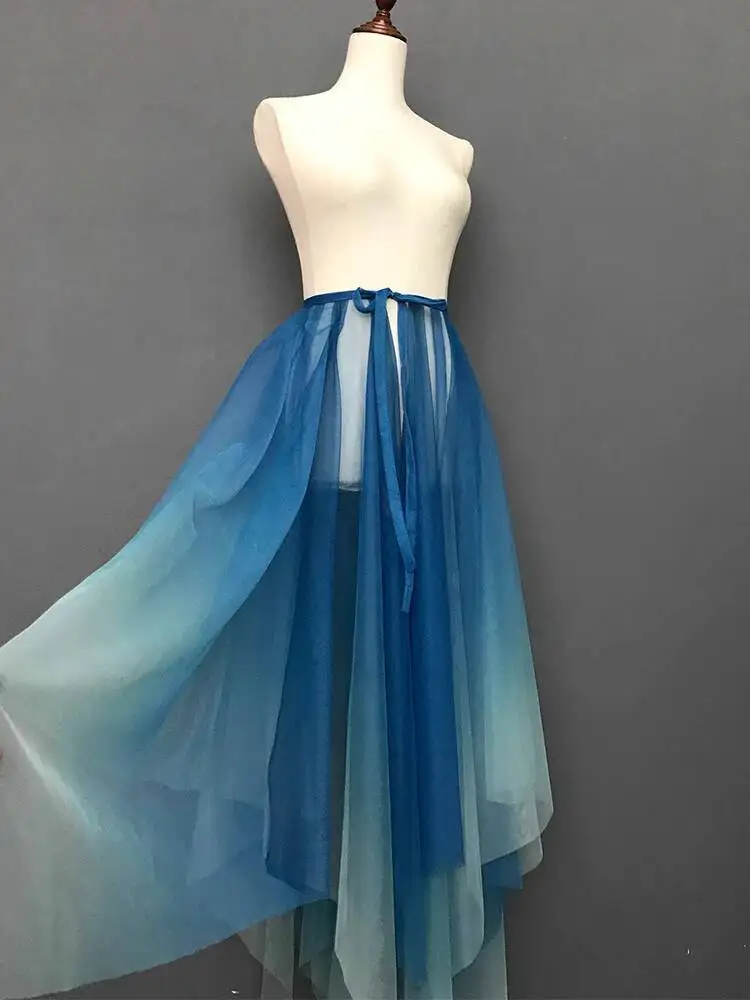 

New Lace Irregular Overskirt Outfit Perspective Gradient Color Dance Skirt Skirt Dance Skirt