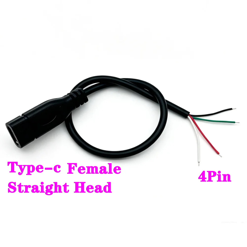 2Pin 4Pin Type C Power Supply Cable USB 2.0 A Female Male Wire Jack Charger Charging Cord Extension Connector DIY Line Interface