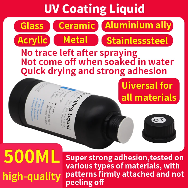 UV Pre-Coating Primer For Flatbed Printer Curing Ink For Printing On Ceramic and Acrylic Metal Stainlesssteel UV Coating Liquid