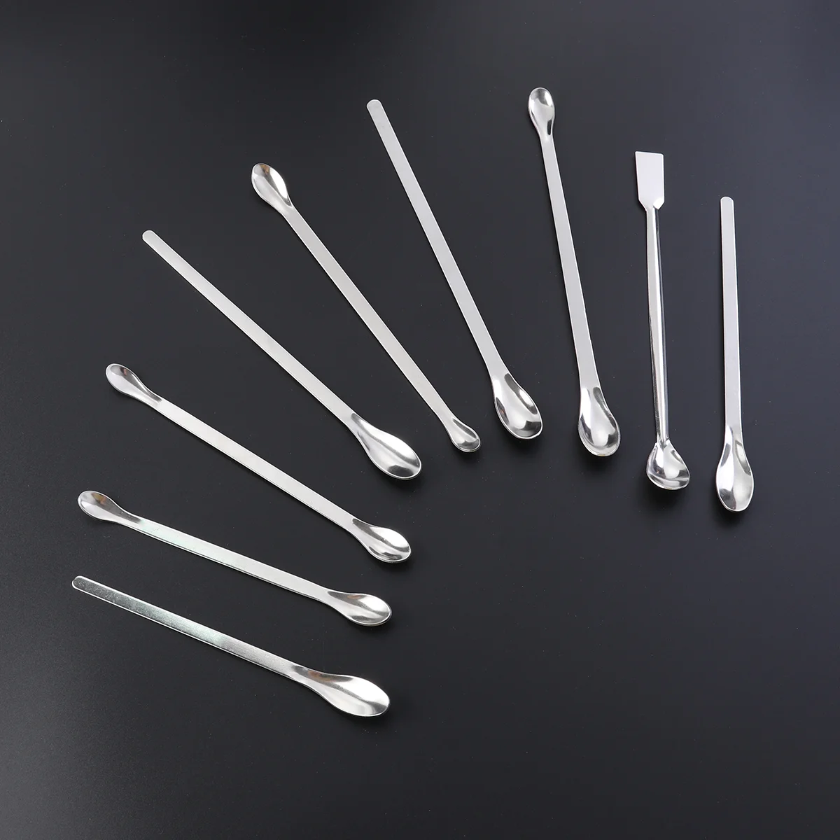 

9 in 1 Stainless Steel Sampling Spoons Laboratory Scoops Mixing Spatulas (Silver) mixing spoon sampling spatula