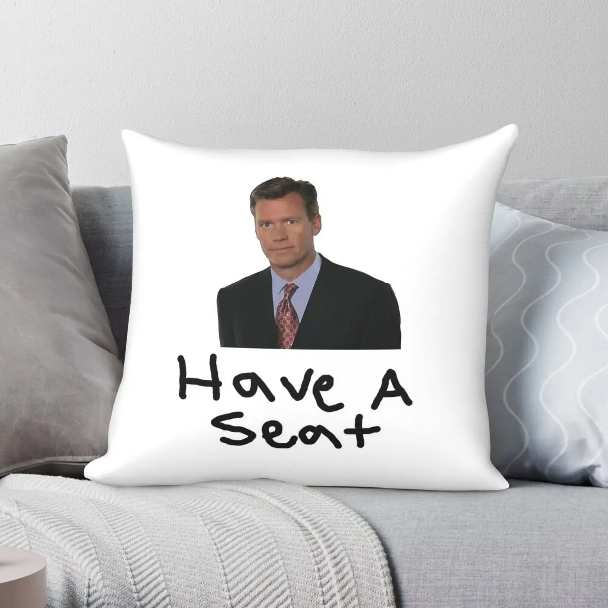 Chris Hansen Have A Seat Square Pillowcase Polyester Linen Velvet Printed Zip Decorative Pillow Case Room Cushion Cover 45x45