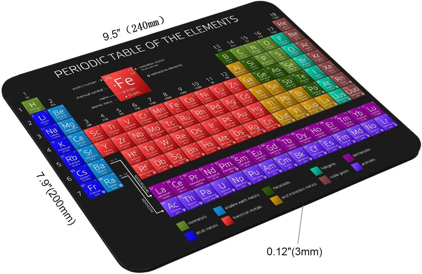 Mouse pad Mouse pad custom Educational Periodic Table Rectangular Non Slip Rubber Office Home Laptop Mouse Pad