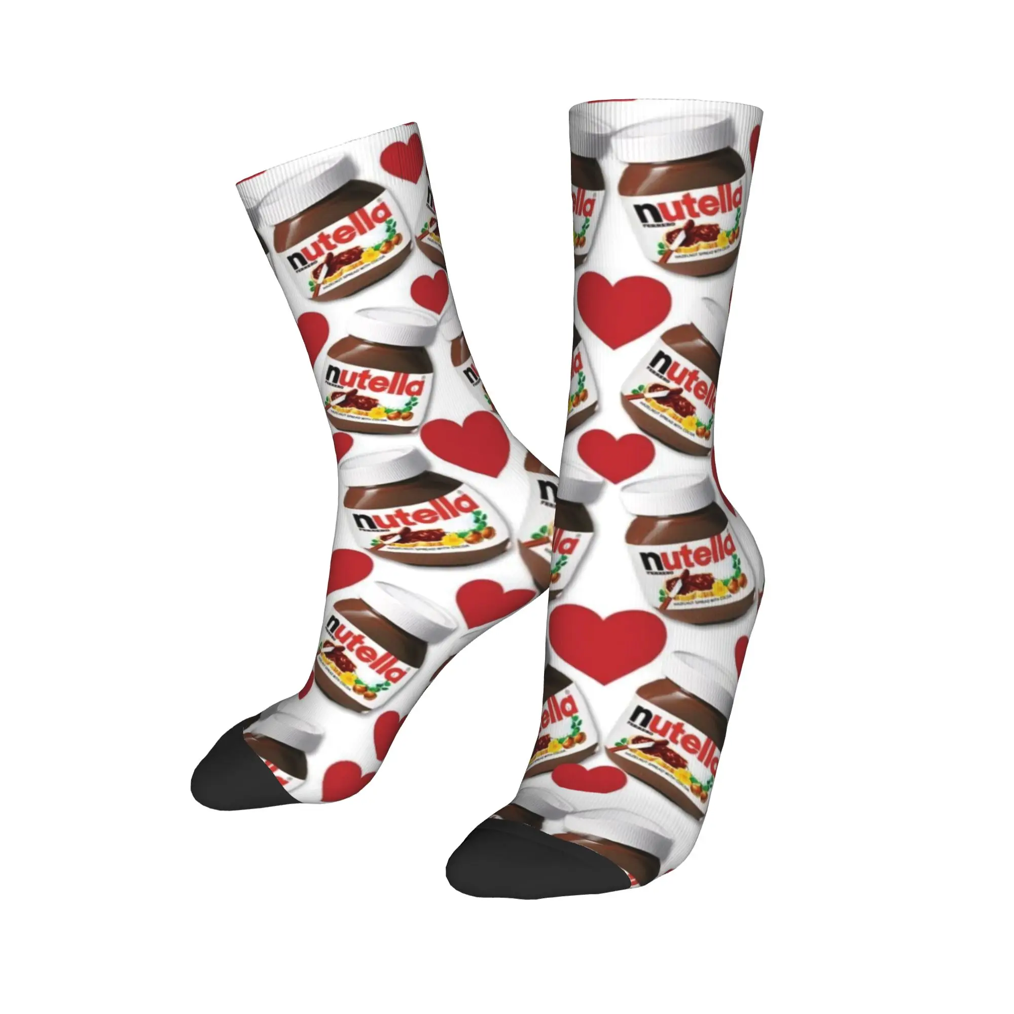 

Custom Nutellas Chocolate Jar Dress Socks Men's Women's Warm Funny Novelty love Pattern Crew Socks
